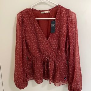 Abercrombie long sleeve chiffon blouse: M